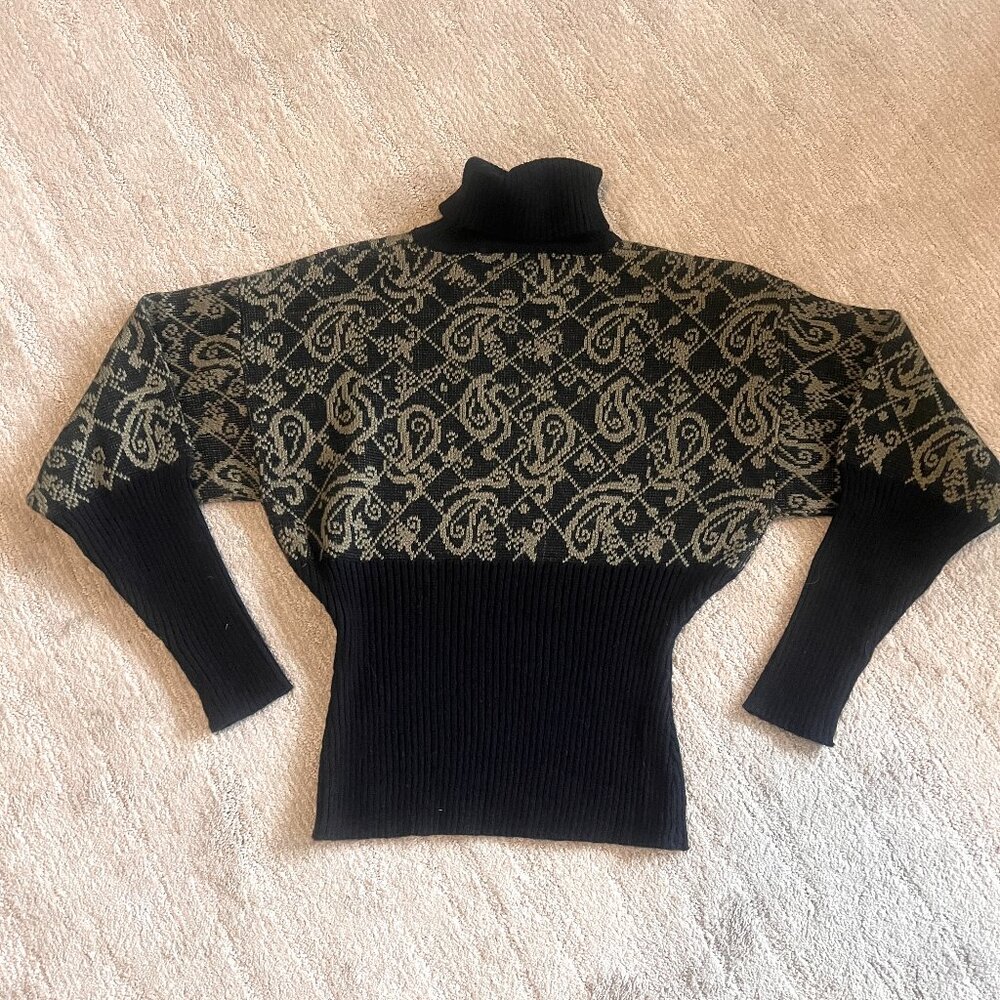 80's NILS -Turtleneck Ski Sweater - Size Small/Medium - Wool Blend